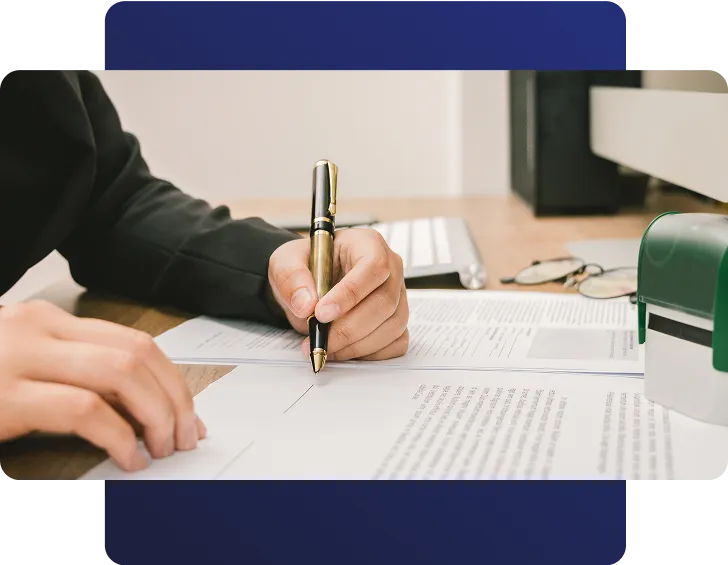 A person signing a document