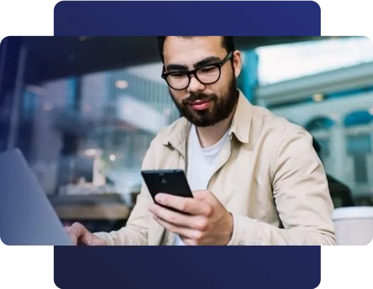 A person looking into the mobile phone